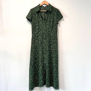 Rihoas Green Floral Button Through Maxi Dress Medium